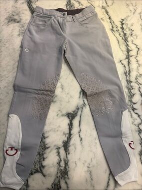 Light Gray Women's Riding Leggings with Silicone Knee Grip